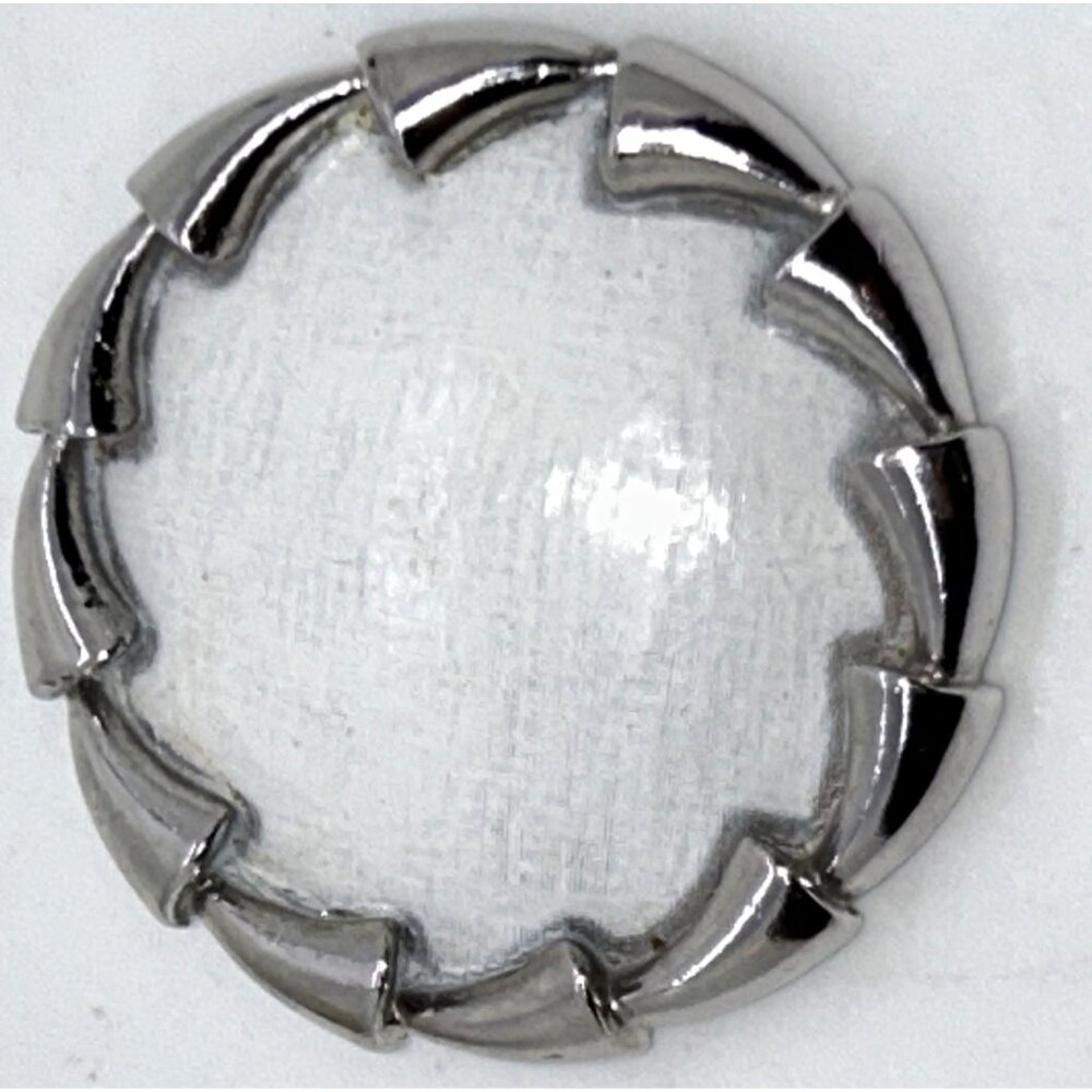 Vintage Puccini Silver-Tone Round Brooch With Textured White Center Statement - Picture 2 of 15